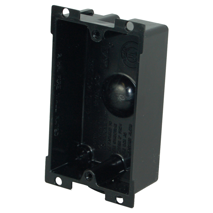 Product image for Allied Moulded Products P-108E 1-1/4 x 2-3/8 x 3-5/8 Inch 8 In. 1-Gang PVC Switch/Receptacle Outlet Box