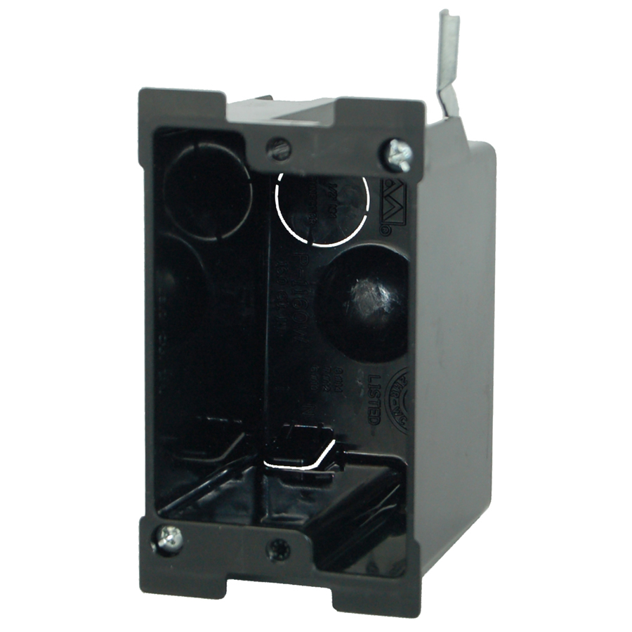 Product image for Allied Moulded Products P-116OW 2-5/8 x 2-3/8 x 3-11/16 Inch 1-Gang PVC Switch/Receptacle Outlet Box