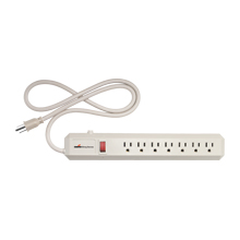 Eaton circuit breaker switch power strip, 15A, General purpose, 3 ft 14/3 SJT cord, 6 recept, 0° to 40°C, Ivory, Strght blade, 5-15R 515125 515125