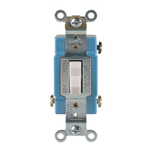 Eaton Arrow Hart industrial grade toggle switch, Lighted, #14-10 AWG, 20A, Industrial, Flush, 120/277V, Back and side, Screw, White, Single-Pole, Single-Pole, Brass, Phenolic