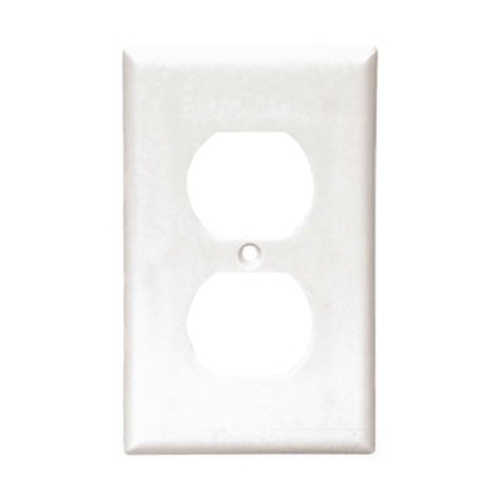 Eaton Duplex receptacle wallplate, White, Duplex receptacle Cutout, Thermoset, Single- gang, Standard, ED Box