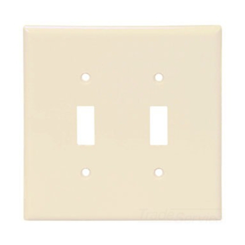 Eaton Toggle wallplate, Lt. Almond, Toggle Cutout, Thermoset, Two- gang, Standard, ED Box