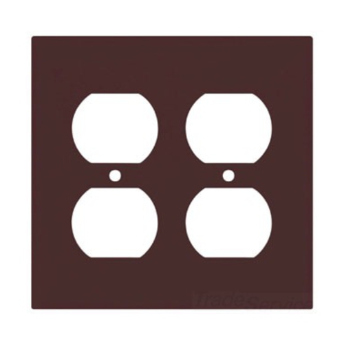 Eaton Duplex receptacle wallplate, Brown, Duplex receptacle Cutout, Thermoset, Two- gang, Standard, ED Box