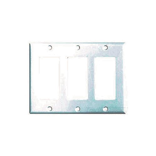 Eaton Decorator / GFCI wallplate, White, Decorator Cutout, Thermoset, Three- gang, Standard, ED Box