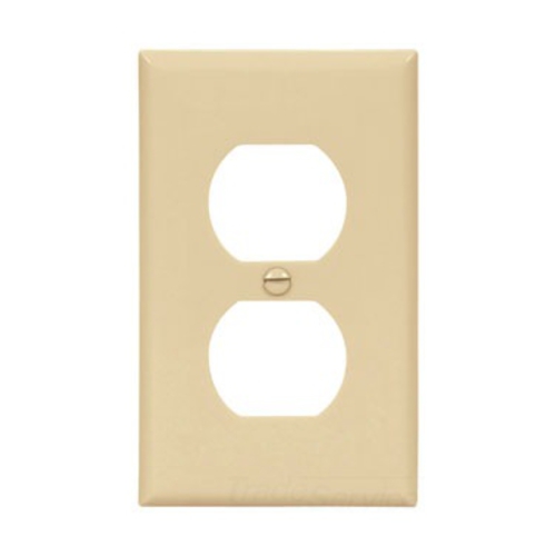 Standard Size Duplex Receptacle Wallplate, Ivory, Power outlet, Nylon, 1, Standard