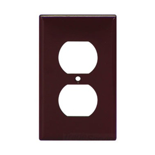 Eaton Duplex receptacle wallplate, Brown, Duplex receptacle Cutout, Thermoset, Single- gang, Standard, ED Box