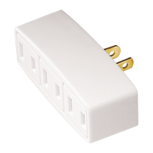 Eaton three outlet tap, Single receptacle to 3 outlets, 15A, 125V, Brown, Thermoplastic, 1-15R, NEMA 1-15R