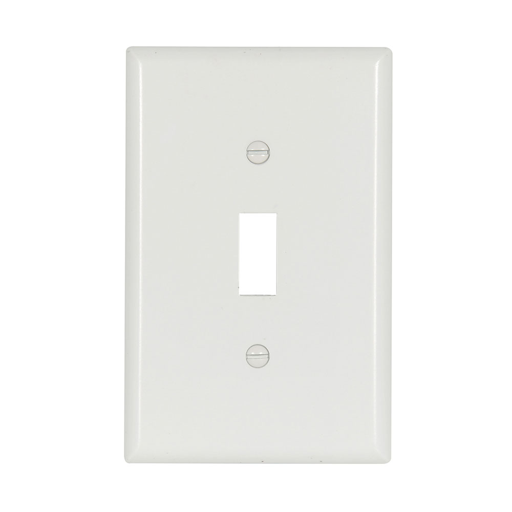 Eaton Toggle wallplate, White, Toggle Cutout, Thermoset, Single- gang, Mid-size
