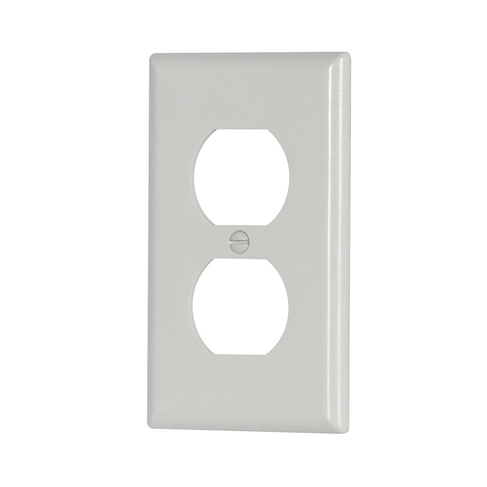 Eaton Duplex receptacle wallplate, White, Duplex receptacle Cutout, Thermoset, Single- gang, Standard