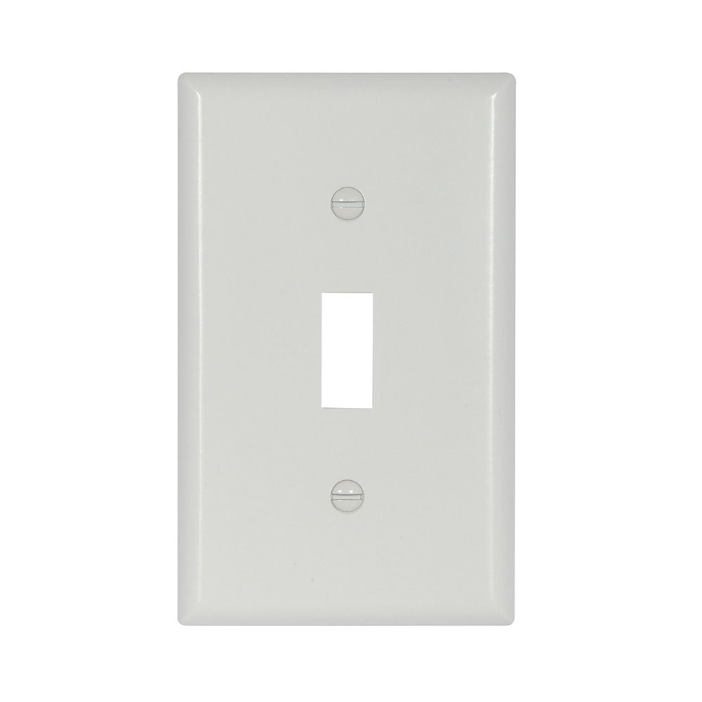 Eaton Toggle wallplate, White, Toggle Cutout, Thermoset, Single- gang, Standard, ED Box