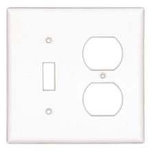 Eaton Combination wallplate, Ivory, Toggle, Decorator Cutout, Thermoset, Two- gang, Mid-size, ED Box