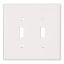 Eaton Toggle wallplate, White, Toggle Cutout, Thermoset, Two- gang, Oversize, ED Box