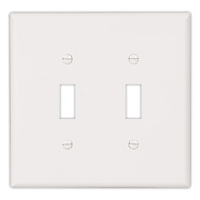 Eaton Toggle wallplate, White, Toggle Cutout, Thermoset, Two- gang, Oversize, ED Box