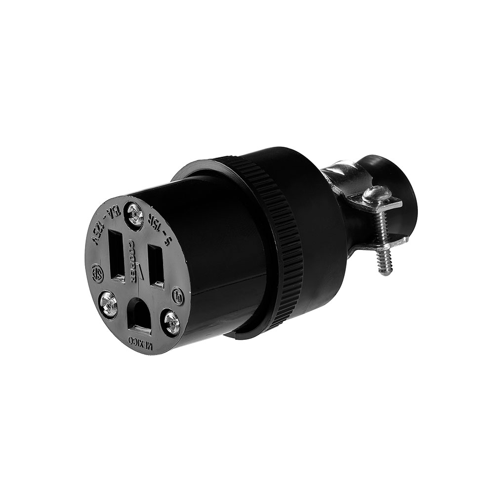 Conn Thermo Rubber 15A 125V 2P3W Str BK 4139000