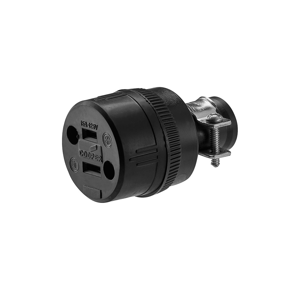 Conn Thermo Rubber 15A 125V 2P2W Str BK 4104404