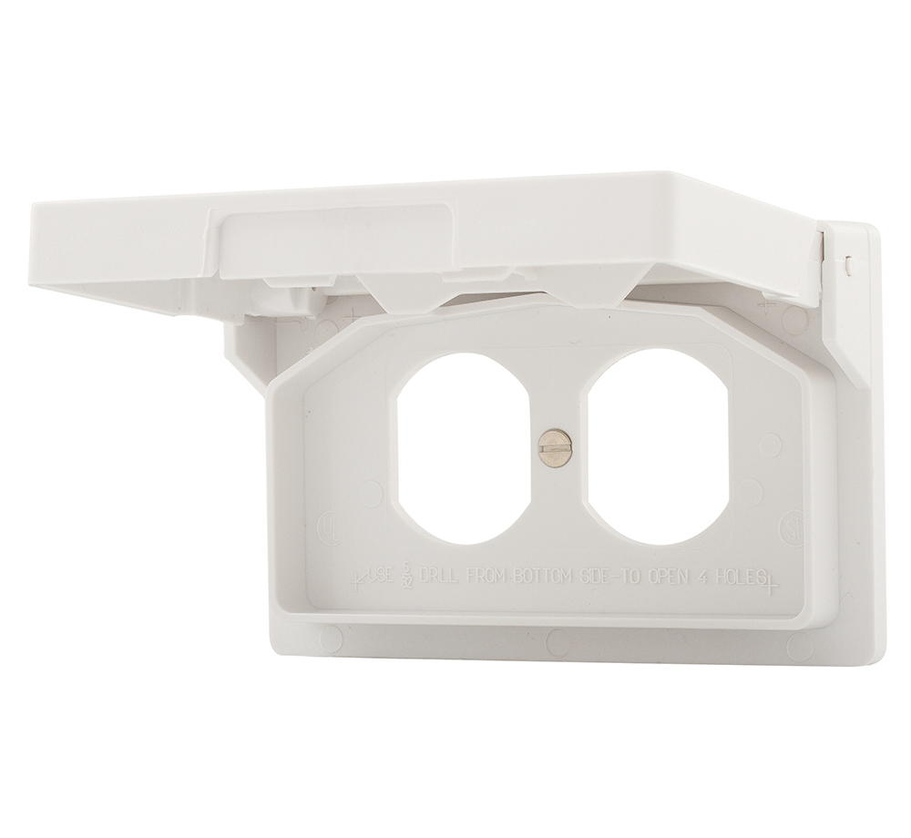 Cover 1G Dup Recp Wet Loc Hor Plas WH 4543081