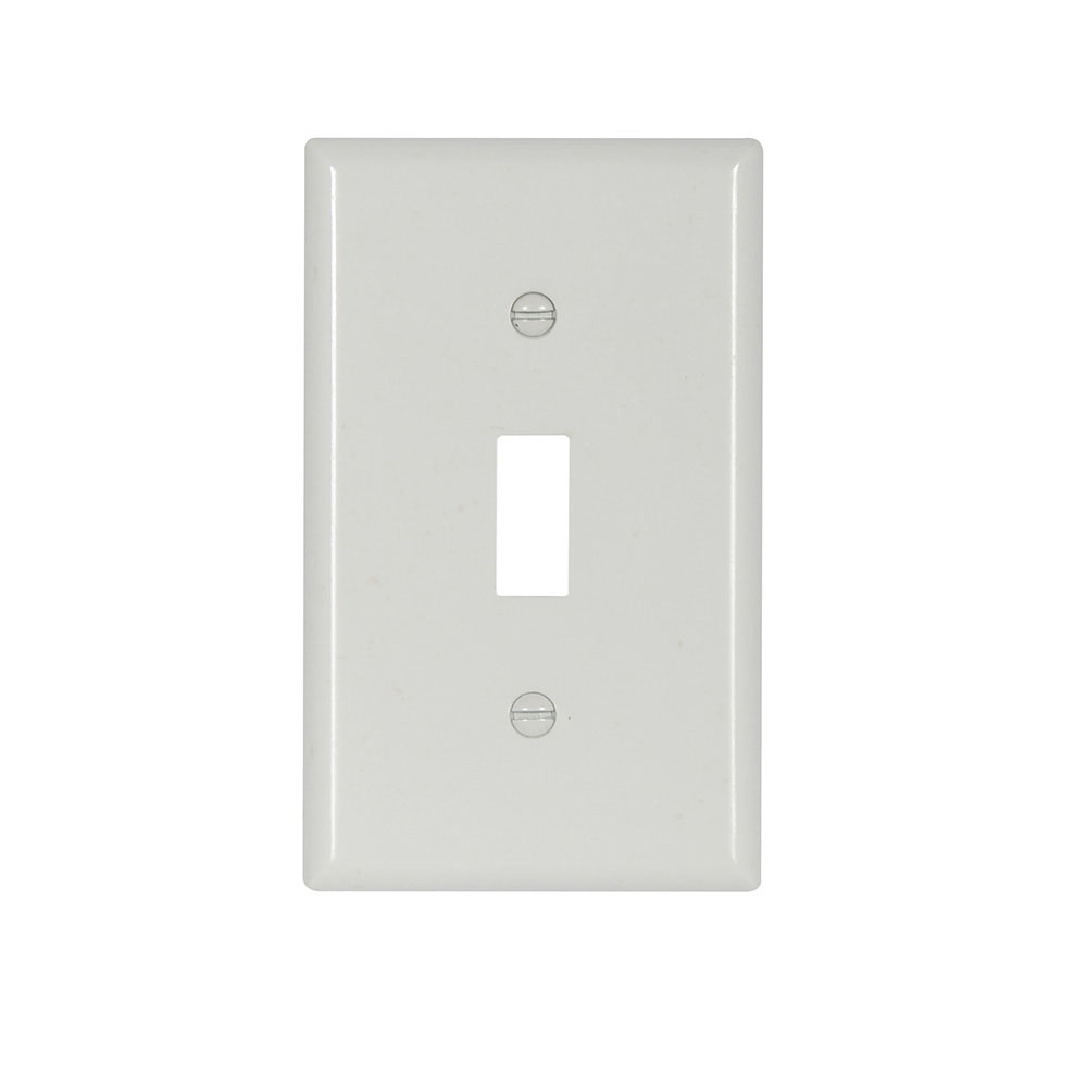 Eaton Toggle wallplate, 10% Deeper than standard size, White, Toggle Cutout, Thermoset, Single- gang, Standard, ED Box