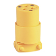 Eaton Arrow Hart straight blade angled plug , #18-12 AWG, 20A, Commercial, 125V, Back wire, Yellow, Brass, Vinyl, 5-20P, Two-pole, three-wire, grounding, Screw, 0.25-0.66