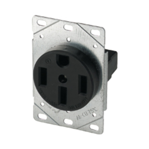 Eaton power device receptacle, #12 - 4 AWG, 50A, Surface, 125/250V, Back, Black, NEMA 14-50R, Three-pole, Four-wire, Three-pole, four-wire, grounding, Screw, Glass-filled nylon, Power