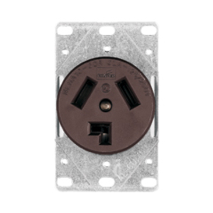 Eaton power device receptacle, Dryer, #12 - 4 AWG, 30A, Flush, 125/250V, Back, Brown, NEMA 10-30R, Three-pole, Three-wire, Three-pole, three-wire, non grounding, Screw, Glass-filled nylon, Power, Used with S80
