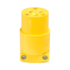 Eaton Arrow Hart straight blade connector , #18-12 AWG, 20A, Commercial, 125V, Back wire, Yellow, Brass, Thermoplastic, 5-20R, Two-pole, three-wire, grounding, Screw, Thermoplastic, ED Box