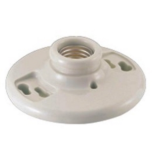 Eaton lampholder, 3.25 in box mounting, Keyless switch, Pull chain, #14-10 AWG, Medium base, White, Porcelain, 250V, 660W, Feed-through wiring 750625
