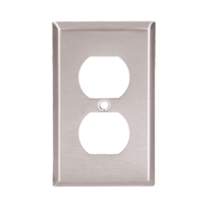Eaton Single receptacle wallplate, Stainless steel, 1.406