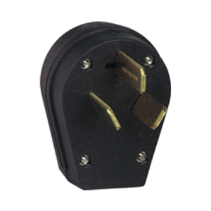 Eaton Arrow Hart heavy-duty universal NEMA power plug, #10-8 AWG, 30/50A, 125/250 V, Back wire, Black, Brass, Abuse-resistant thermoplastic, 10-30P, 10-50P, Three-pole, Three-wire, Screw, Vinyl
