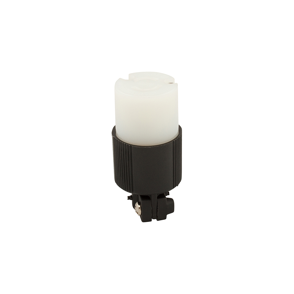 Eaton safety grip locking plug, #16-12 AWG, 15A, Commercial, 125V, Back wiring, Black, white, L5-15, Two-pole, Three-wire, Thermoplastic, 0.25 to 0.69 in