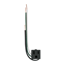 Eaton panel mount/snap-in single receptacle,OEM,#14-12 AWG,15A,Snap-in,Panel,125V,Quick connect,Black,Brass,Thermoset face and Polypropylene base,5-15R,2-pole,3-wire,Single,Quick connect,Thermoplastic,Fiber back and steel clips,bulk