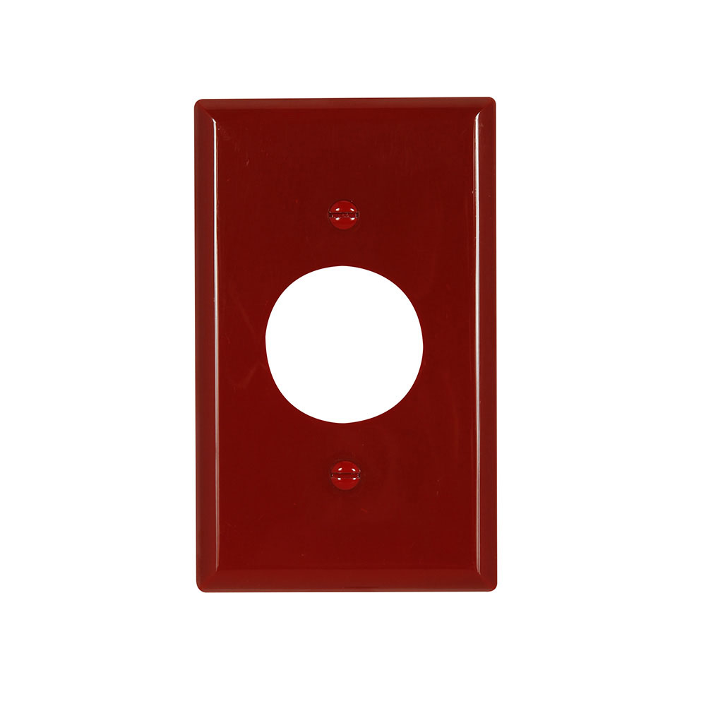 Eaton Single receptacle wallplate, Red, 1.406