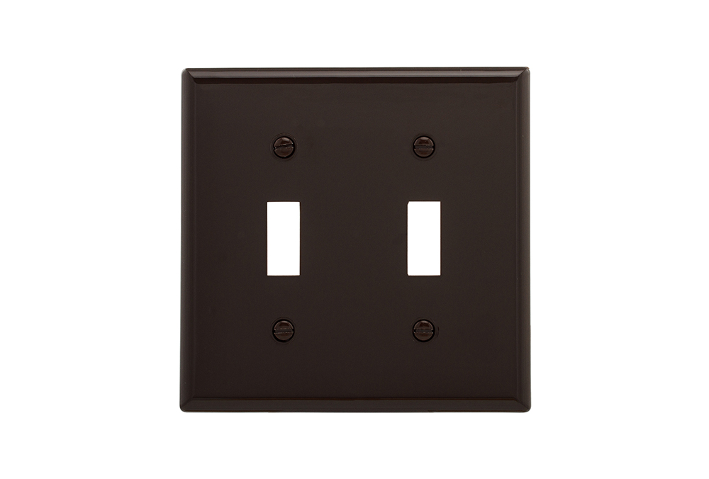 Eaton Combination wallplate, Brown, Toggle, Duplex receptacle Cutout, Nylon, Two- gang, Standard, ED Box