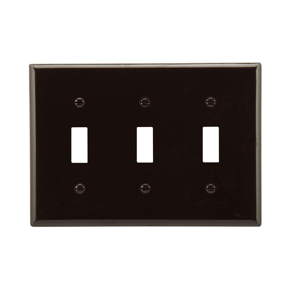Standard Size Toggle Switch Wallplate, Brown, Toggle, Nylon, 3, Standard