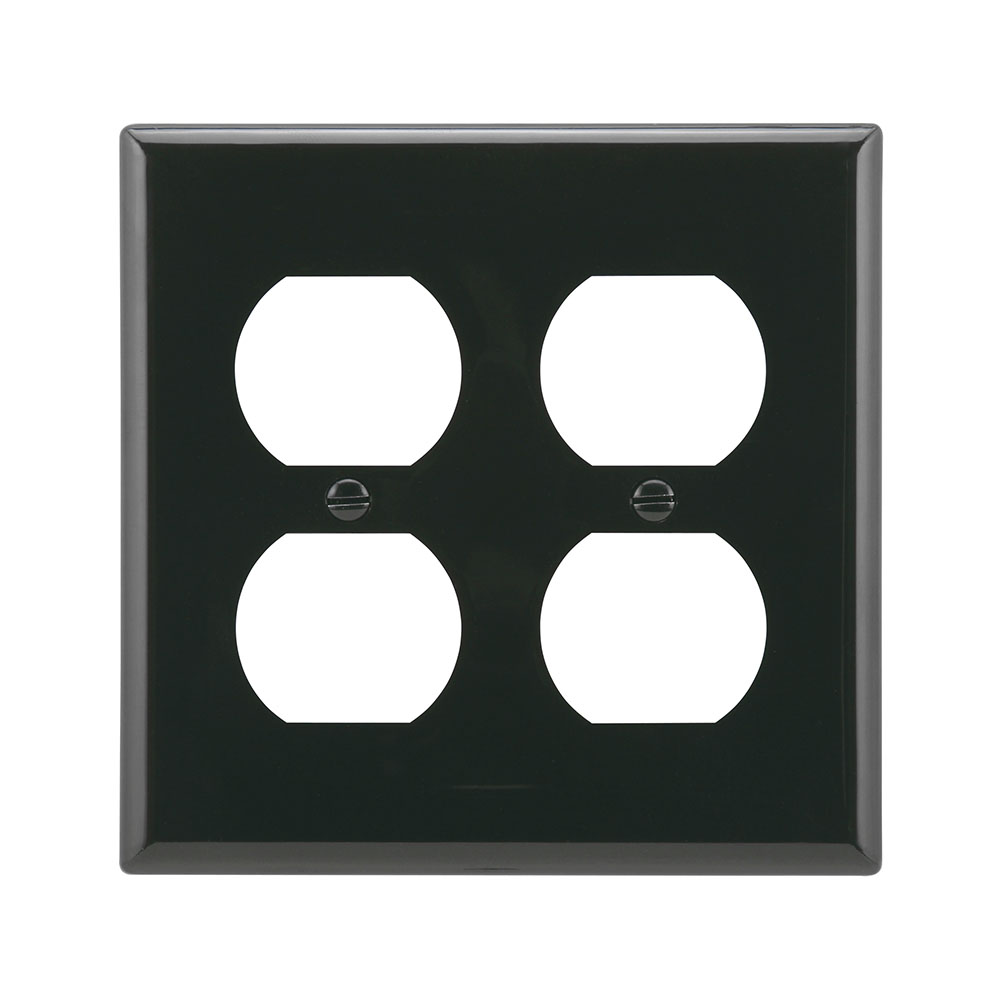 Eaton Duplex receptacle wallplate, Black, Duplex receptacle Cutout, Nylon, Two- gang, Standard