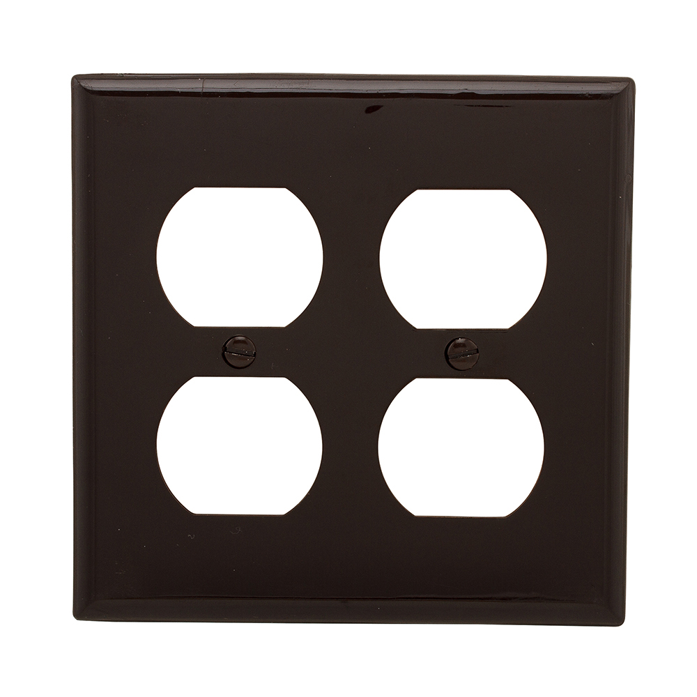 Eaton Duplex receptacle wallplate, Brown, Duplex receptacle Cutout, Nylon, Two- gang, Standard, ED Box