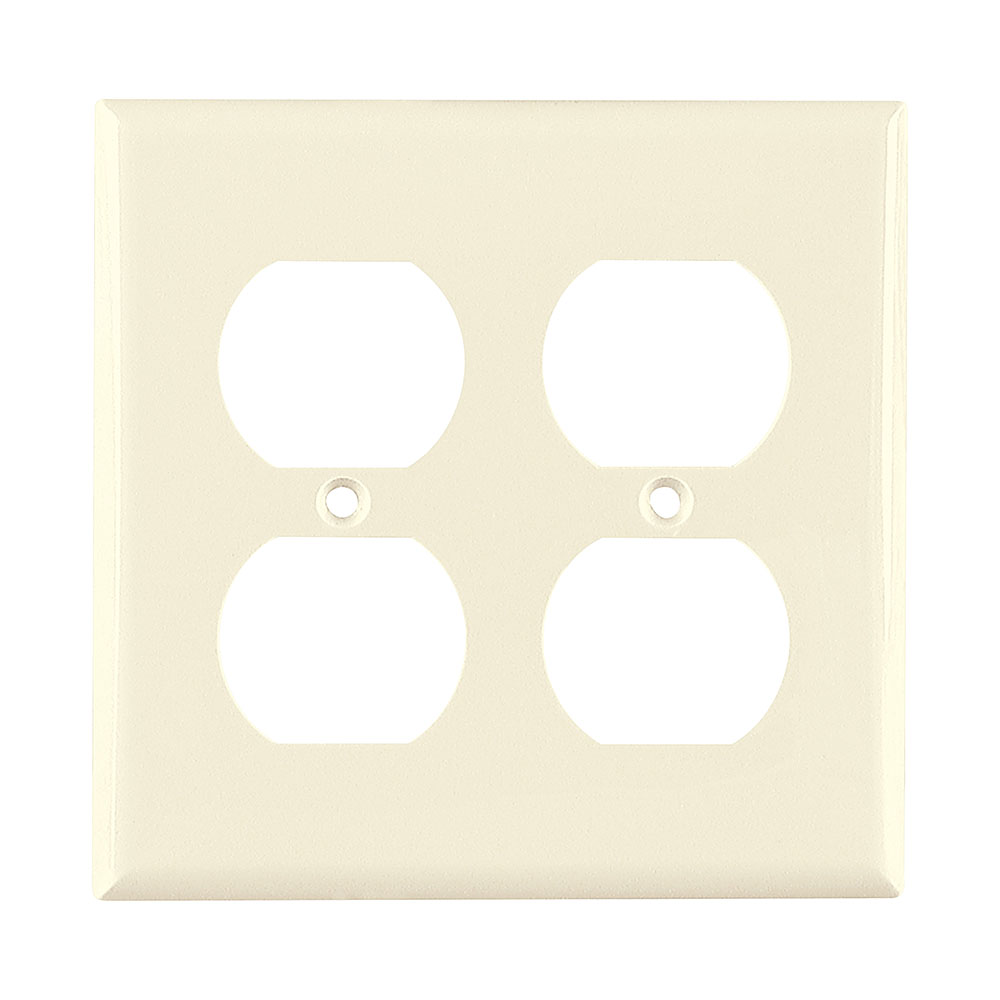 Eaton Duplex receptacle wallplate, Lt. Almond, Duplex receptacle Cutout, Nylon, Two- gang, Standard