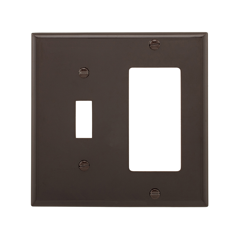 Eaton Combination wallplate, Brown, Toggle, Decorator Cutout, Nylon, Two- gang, Standard, ED Box