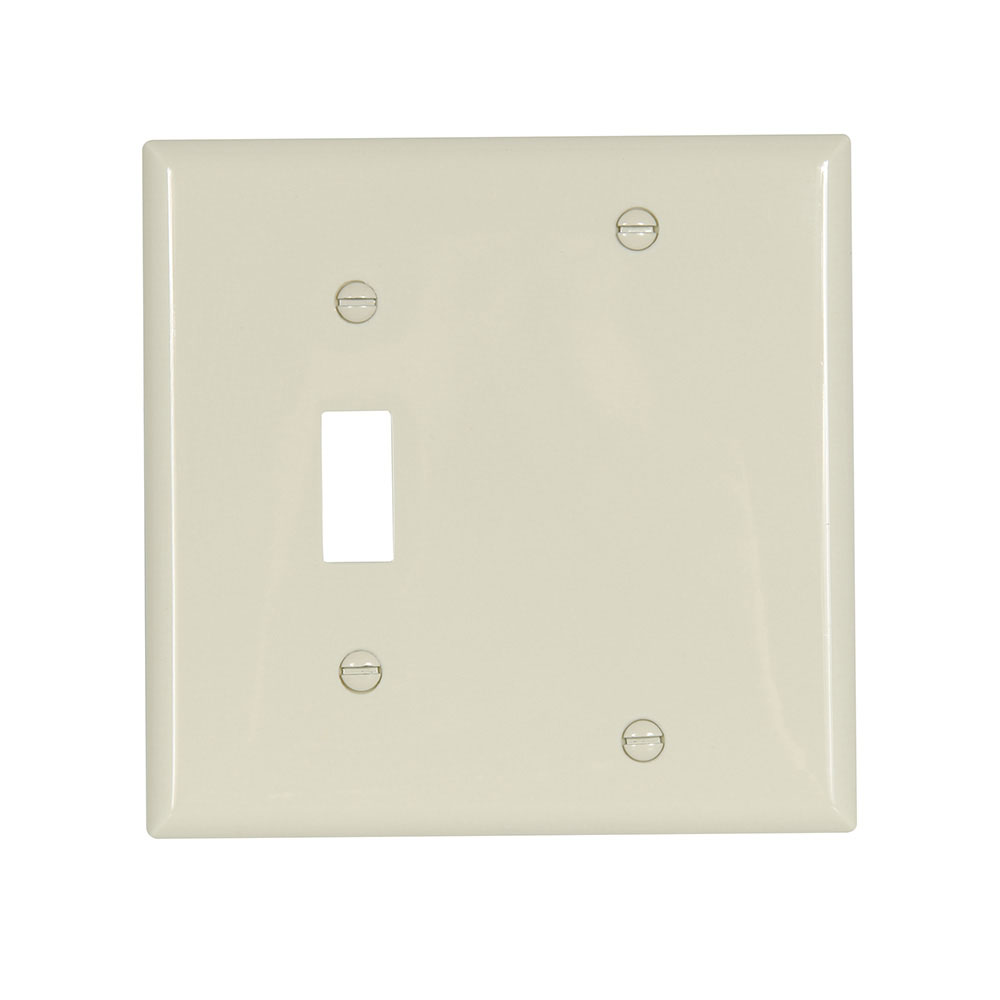 Eaton Combination wallplate, Almond, Toggle, Blank Cutout, Nylon, Two- gang, Standard