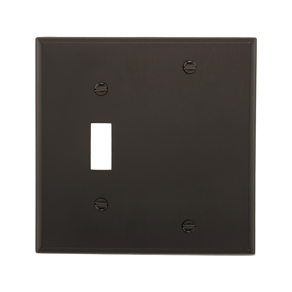 Eaton Combination wallplate, Black, Toggle, Blank Cutout, Nylon, Two- gang, Standard