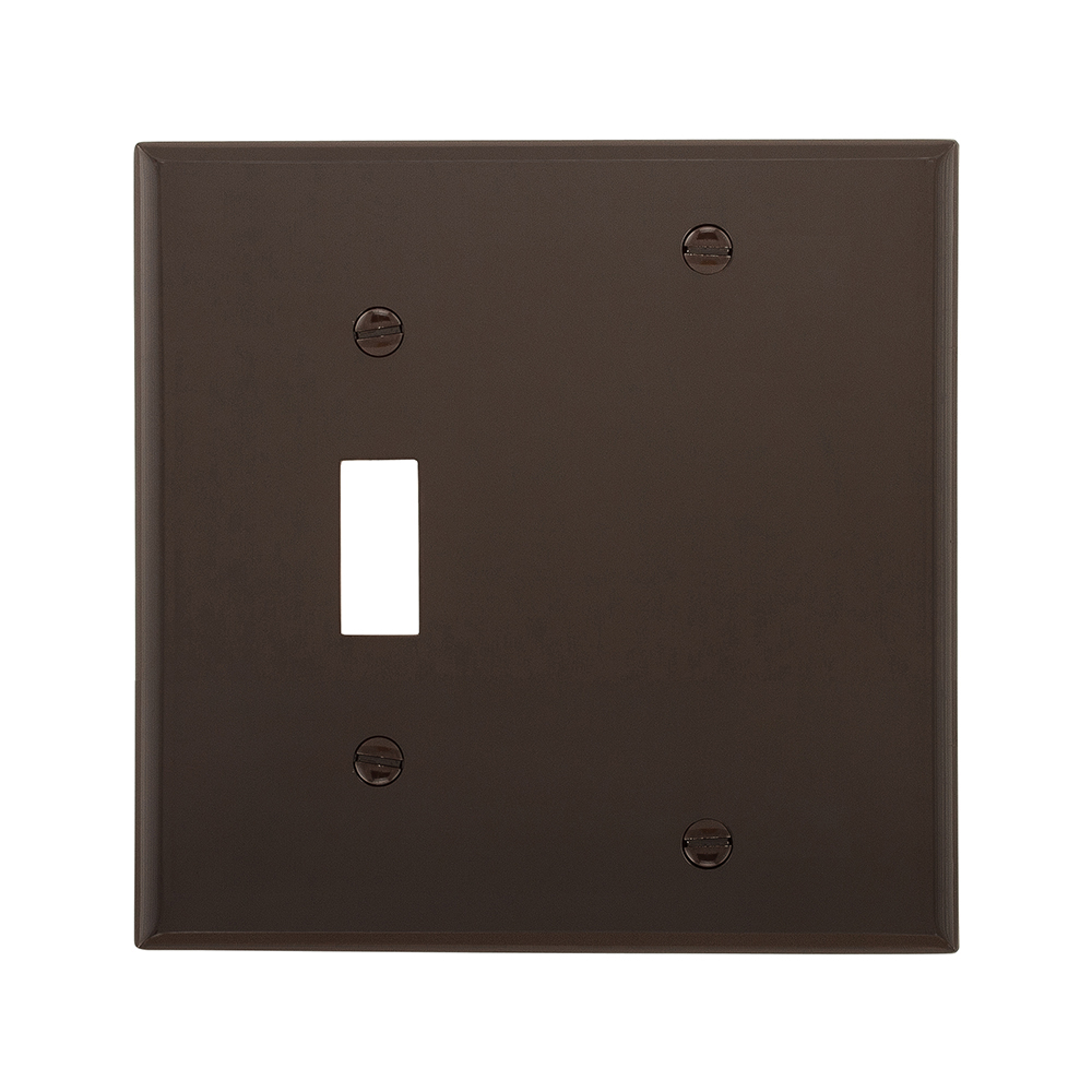 Eaton Combination wallplate, Brown, Toggle, Blank Cutout, Nylon, Two- gang, Standard, ED Box