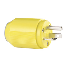 Eaton Arrow Hart corrosion resistant straight blade connector,#16-12 AWG,20A,Industrial,125V,Back wire,Yellow,Nickel-plated brass,Corrosion resistant,Nylon,5-20R,Two-pole,three-wire,grounding,Screw,0.33-0.66