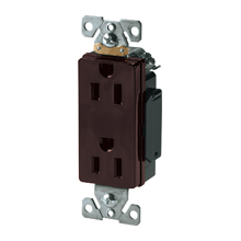 Eaton Arrow Hart extra heavy-duty industrial specification grade decorator duplex receptacle, #14-10 AWG, 15A, Industrial, Flush, 125V, Back and side, Ivory, Brass, Glass filled Nylon, 5-15R, Duplex, Screw, Glass-filled nylon, Core pack