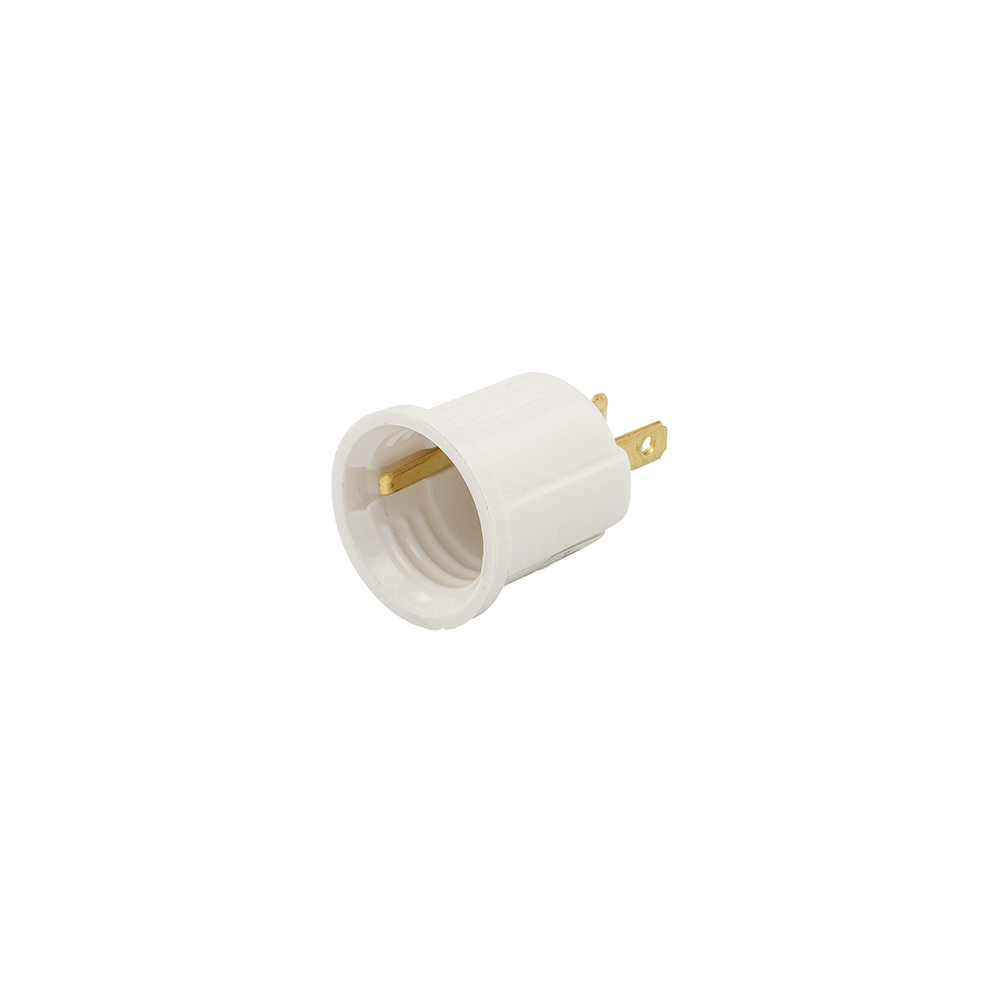 Eaton outlet adapter, One outlet to one socket, Polarized, 125V, Medium base, White, Thermoplastic, 1-15R, NEMA 1-15R, 660W