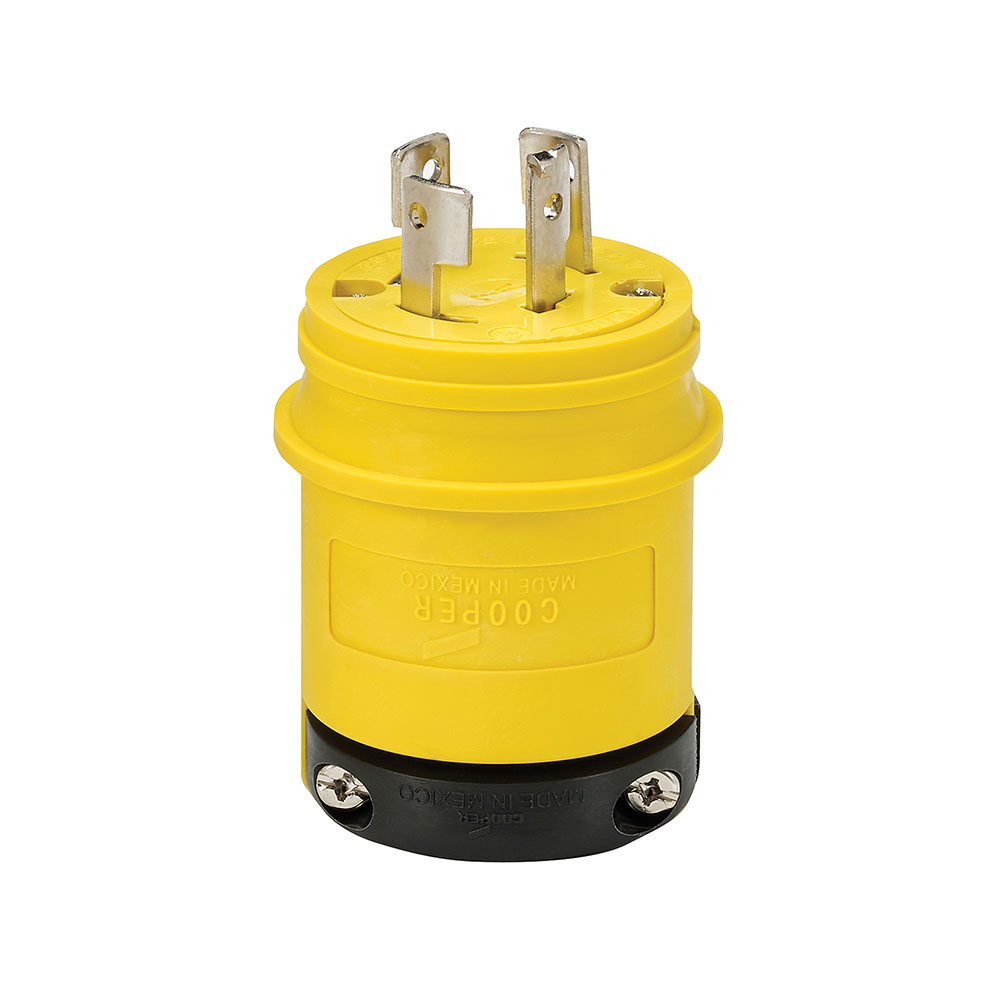 Eaton severe duty locking plug, #18-10 AWG, 20A, Industrial, 120/208V, Back wiring, Yellow, black, Non-NEMA, Four-pole, Four-wire, Santoprene thermoplastic elastomeric