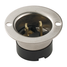 Eaton safety grip locking flanged inlet, #16-12 AWG, 15A, Industrial, 125V, Back wiring, Black, Midget, ML1, Two-pole, Two-wire, Phenolic