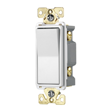 Eaton commercial grade decorator switch, Box, #14-10 AWG, 15A, Flush, 120/277V, Back/push, Antimicrobial paddle, Maintained, White, Motor Control, Fan, LED, Incand, ELV,MLV,CFL, Florscnt, Halogen, Single-pole, Thermoplastic 647062