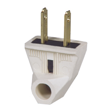 Eaton straight blade plug , #18-10 AWG, 15A, Commercial, 125V, Back wire, White, Brass, Thermoplastic, 1-15P, Two-pole, two-wire, non grounding, Screw, 0.328