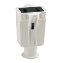 Eaton straight blade connector , #12-4 AWG, 15A, Residential, 125V, Back wire, White, Brass, Thermoplastic rubber, 1-15R, Two-pole, two-wire, non grounding, Screw, ND, Rubber, ED Box