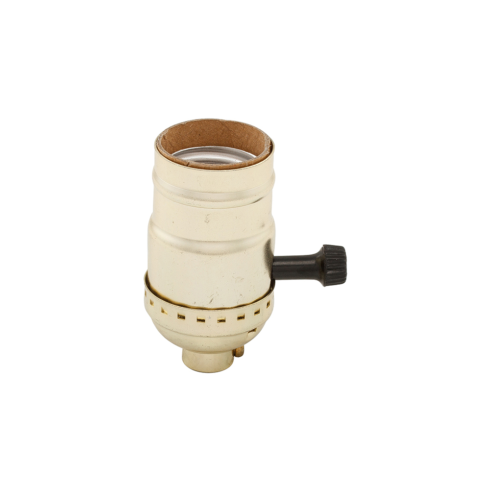 Eaton lampholder, Lamp stem mounting, Metal shell lampholder, Turn knob, Medium base, Brass, Aluminum, 250V, 250W 750571