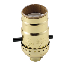 Eaton lampholder, Lamp stem mounting, Metal shell lampholder, Push through actuator, Medium base, Brass, Aluminum, 250V, 660W 291005